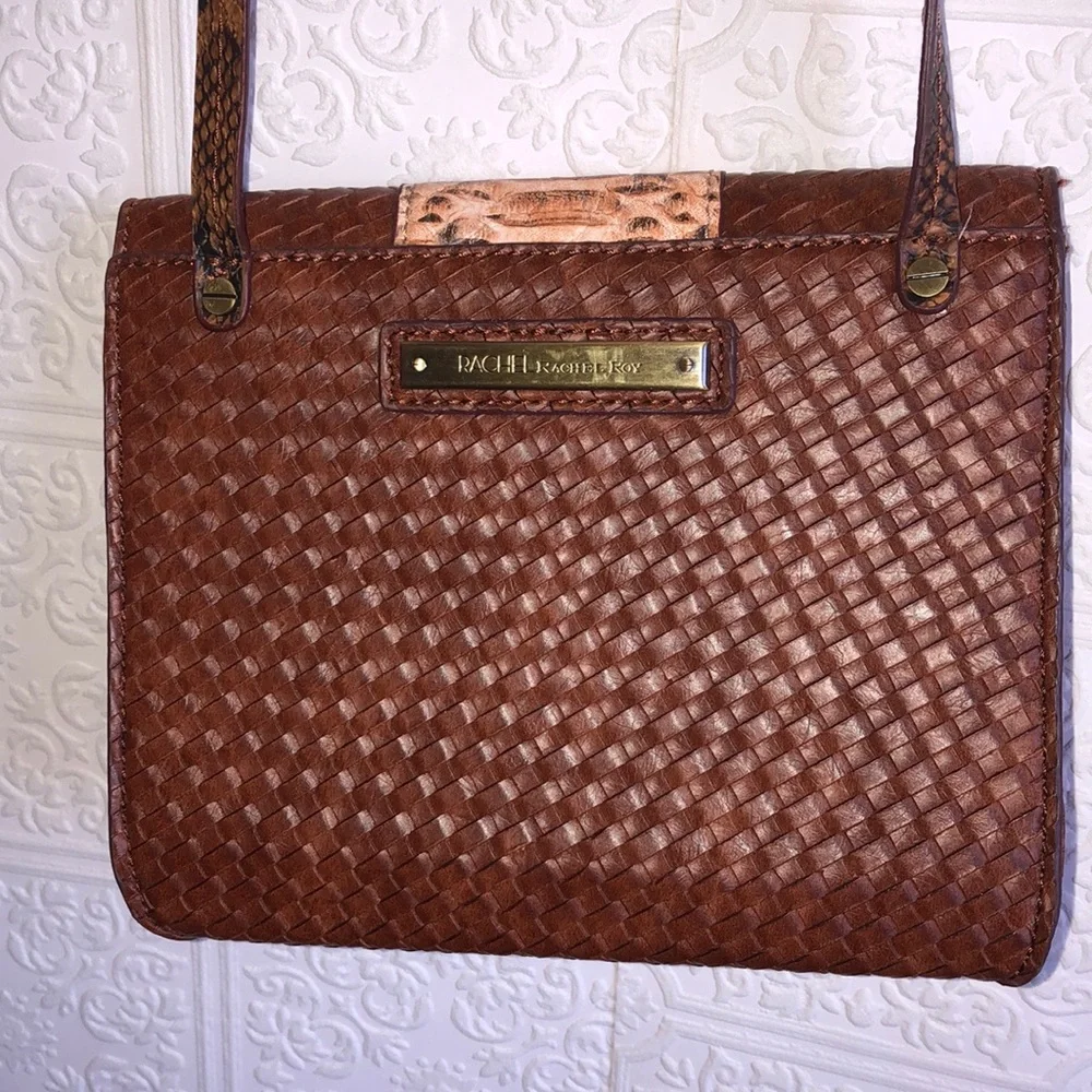 Rachel Roy Woven Faux Snakeskin Studded Crossbody
